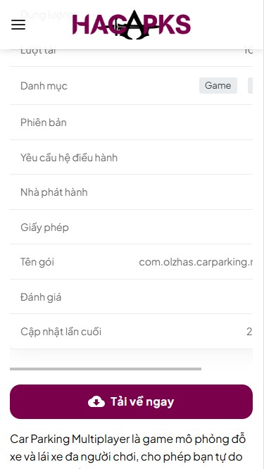 Hướng Dẫn Cách Tải Hack Car Parking Multiplayer Trên HACAPKS