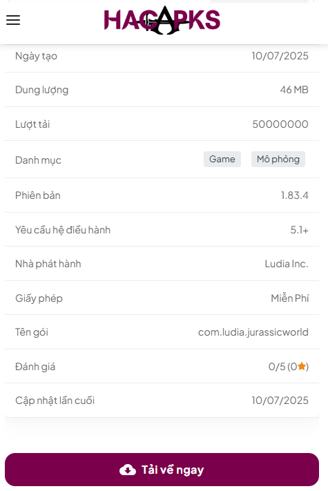 Hướng Dẫn Tải Và Cài Đặt Hack Jurassic World Phiên Bản Mới Nhất
