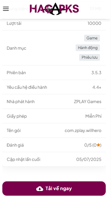 Hướng Dẫn Tải Và Cài Đặt Will Hero Hack Full Menu v3.5.3 Miễn Phí